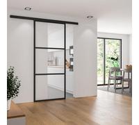 Schulte porte coulissante intérieure en verre, 102x220 cm, porte vitrée, porte verrière, décor industriel noir - double amortisseur softclose