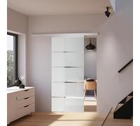 Schulte porte coulissante intérieure en verre 102x220 cm, verre de sécurité, porte vitrée décor dépoli -poignée ronde + double amortisseur softclose