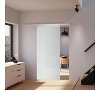 Schulte porte coulissante intérieure en verre 75x203 cm, verre de sécurité, porte vitrée, décor opaque- poignée ronde + double amortisseur softclose