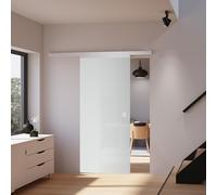 Schulte porte coulissante intérieure en verre, 75x203 cm, verre de sécurité, porte vitrée, décor opaque- poignée carrée + softclose