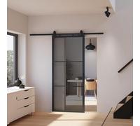 Schulte porte coulissante intérieure loft verre 90x215 anthracite softclose