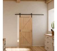 Schulte porte coulissante en bois, 90x215 cm, porte intérieure pleine, porte de grange oak, chêne, système ouvert noir