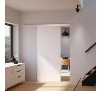 Schulte porte coulissante pleine intérieure en bois, 75x203 cm, bois blanc - poignée cuvette ronde + double amortisseur softclose