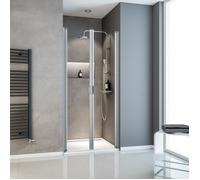 Schulte porte de douche 2 battants, 100x180 cm, porte de douche battante, en niche, verre 5 mm, transparent, alu-nature