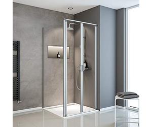 Schulte porte de douche battante et paroi latérale 80 x 80 x 180 cm, alu-argenté, 2 battants, verre de sécurité 5 mm transparent, largeur d'accès 67.5, plage de réglage 79.5-81.5 cm