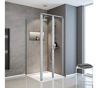 Schulte porte de douche battante + paroi 90 x 90 x 180 argenté 2 battants