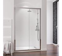Schulte porte de douche coulissante 150 x 200 cm, paroi en niche, aspect chromé, 2 verres de sécurité 6 mm (élément fixe 70cm) transparent, plage de réglage 147.0-151.1, largeur d'accès 60 cm