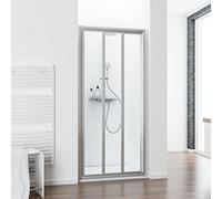 Schulte porte de douche coulissante en niche 80 x 185 cm, alu-argenté, 3 volets coulissants, largeur d'accès 40 cm, verre de sécurité transparent 3 mm, plage de réglage 75.5-80.5 cm