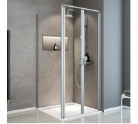 Schulte porte de douche + paroi, 90x90x185 cm, portes de douche battantes, réversible, verre 5 mm, transparent, alu-argenté