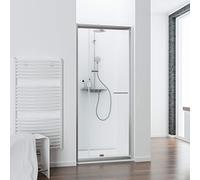 Schulte porte de douche pivotante niche 69-81x185 cm chromé réglage 12 cm | réglable encadrement extensible verre trempé largeur d'accès 38-50 cm