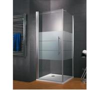 Schulte porte de douche pivotante + paroi latérale, 80x80x193 cm, verre 5 mm anticalcaire, dépoli light, profilé aspect chromé