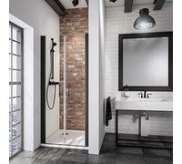 Schulte porte douche niche 70 x 192 cm noir, 2 battants autolevant 5 mm | verre trempé anti-calcaire réglage 67.0-70.6 cm largeur d'accès 56.4 cm