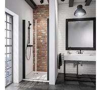 Schulte porte douche niche 80 x 192 cm noir, 2 battants autolevant 5 mm | verre trempé anti-calcaire réglage 77.0-80.6 cm largeur d'accès 66.4 cm