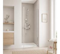 Schulte porte douche pivotante niche 60x192cm chromé autolevant réversible | verre trempé anti-calcaire réglage 57.8-60.4 largeur d'accès 49.5 cm