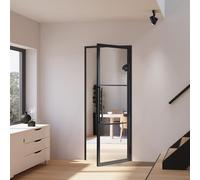 Schulte porte intérieure loft en verre, 73x204cm, bloc-porte vitré, atelier, noir mat, verre transparent, verrière, 3 vitrages, tirant droit