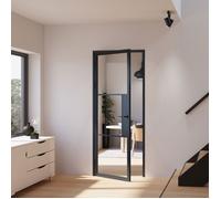 Schulte porte intérieure loft en verre, 83x197cm, bloc-porte atelier noir, transparent, 3 vitrages, tirant gauche- serrure