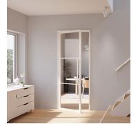 Schulte porte intérieure loft en verre 83x197cm, bloc-porte atelier, transparent, décor industriel blanc mat tirant gauche