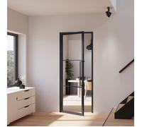 Schulte porte intérieure loft en verre, 83x197cm, bloc-porte vitré, atelier, noir, transparent, 3 vitrages, tirant gauche