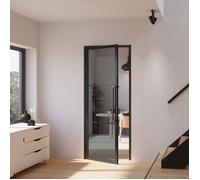 Schulte porte intérieure loft en verre, 83x211cm, bloc-porte vitré, atelier, noir, verre fumé, 3 vitrages, tirant gauche