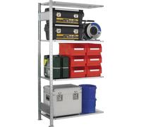 SCHULTE Rayonnage emboîtable H2000xL1.000xP400mm, galvanisé, 1 cadre, 4 tablettes, capacité 150kg, travée 1300kg - 12745-4