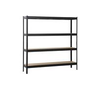 SCHULTE Regalwelt Étagère pour Charges Lourdes avec 4 Plateaux en MDF, 200x200x60 cm (H x L x P), capacité de Charge de 200 kg par Plateau, Noire.