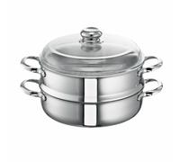 Schulte-Ufer Marmite Vapeur Romana 24 cm, 2.5 L, Argent, Étagère pour cuisson à vapeur incluse, Couvercle inclus