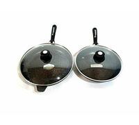 SCHUMANN PROFESSIONNEL - Lot de 2 Poêles Moove Revêtement en Pierre - Compatibles Tous feux dont Induction - Fonte d'Aluminium - Manches Amovibles en Silicone - Couvercle Inclus - 28/32cm