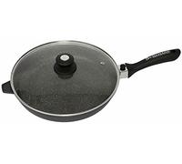 SCHUMANN PROFESSIONNEL - Poêle Moove Revêtement en Pierre - Compatible Tous feux dont Induction - Fonte d'Aluminium Sans PFOA - Manche Amovible en Silicone - Couvercle Inclus - 32cm