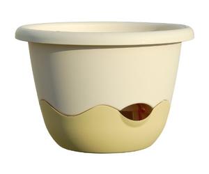 Schumm Plastia Pot de Fleur MARETA ø 25 Suspension + indicateur de Niveau d’Eau Ivoire Clair + Ivoire foncé