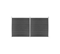 Vidaxl Ensemble De Panneau De Clôture Wpc 353x186 Cm Noir Noir