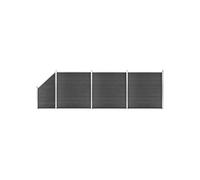 vidaXL Ensemble de panneau de clôture WPC 619x(105-186) cm Noir