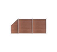 Schuttingset 2 vierkant en 1 schuin 446x186 cm HKC bruin3053216