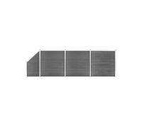 vidaXL Ensemble de clôture WPC 3 Carré + 1 Incliné 619 x 186 cm Gris