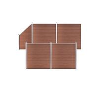Schuttingset 4 vierkant en 1 schuin 792x186 cm HKC bruin3053218