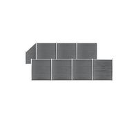 vidaXL Ensemble de clôture WPC 7 Carré + 1 Incliné 1311x186 cm Gris