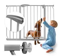 Nukido Barrière de sécurité pour enfants 718301, extensible de 75 à 115 cm, sans perçage, métal gris