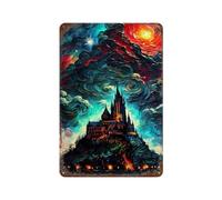 SCHUWEFA Fantasy Castle at NightWall Decor Art Metal Tin Poster Modern Bar Decorations30x20cm