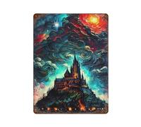 SCHUWEFA Fantasy Castle at NightWall Decor Art Metal Tin Poster Modern Bar Decorations40x30cm
