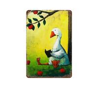 SCHUWEFA Oie Livre de lecture sous ApWall Decor Art Metal Tin Poster Moderne Bar Decorations30x20cm