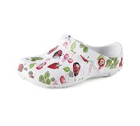 Schu'zz - Globule Imprimé - Sabot Plastique Femme - Confortable, Léger, Ultra Résistant - Certifié CE - pour la Maison et Activités de Plein Air - Fraise, 38 UE