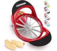 SCHVUBENR Grande trancheuse de pommes de 12 cm avec 12 lames - Coupe-pomme professionnel - Vide-pomme en acier inoxydable - Trancheuse et vide-pomme tranchante - Passe au lave-vaisselle (rouge)
