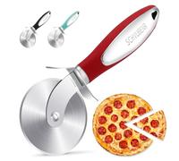 SCHVUBENR Roulette à pizza de qualité supérieure - Roulette à pizza en acier inoxydable - Facile à couper et à nettoyer - Trancheuse à pizza super tranchante - Passe au lave-vaisselle(Rouge)