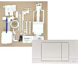 Schwab | 182.0400 Pièces de rechange Pack avec plaque de déclenchement RIVA DUO 2 volumes de rénovation réservoir de chasse d'eau