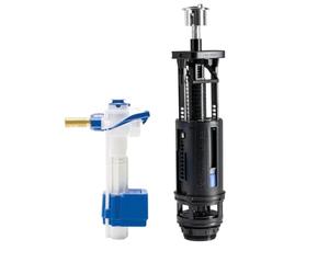 Schwab KIT SET 747 Valve de remplissage en laiton G 3/8 et vanne de chasse 820 Tuyau de sortie G2, pour réservoirs de chasse d'eau monobloc (SKU-K-747E-034-P10)