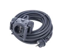 Schwabe 60445 Rallonge multiprise avec 3 prises, en caoutchouc, pour utilisation sur chantier, avec câble H07RNF 3G2,5 IP44 Noir 5 m