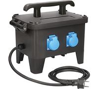 Schwabe Répartiteur de courant de construction mobile en caoutchouc plein, GM23, 3,6 kW, 4 prises 230 V/16 A, câble H07RNF3G2,5 de 2 m, 4 disjoncteurs différentiels, noir, 63270