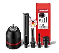 SCHWABENBACH® Kit 5 pièces Mandrin autoserrant 1,5-13 mm (1/2-20 UNF) avec 4 adaptateurs (SDS Plus, SDS Max, 1/4″ Hex 6,3 mm, carré 1/2″) - Conversion perceuse/visseuse & perforateur