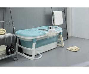 Schwänlein Baignoire pliable pour adultes, idéale pour les petites salles de bains, pratique et portable 117 x 62 x 55 cm Bleu