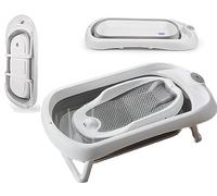 Schwänlein® Baignoire pliable pour bébé, surdimensionnée, 81 x 48 x 24 cm, extra large, pour bébés européens, pour nouveau-nés, tout-petits (gris)