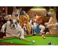 Schwagebo 1500 Pièces - Affiche - Gifts - Difficult Puzzle - Abstract Pictures of Dog Playing Billiards - Décoration Murale - Jeu De Défi pour Adultess - Jk114Zp